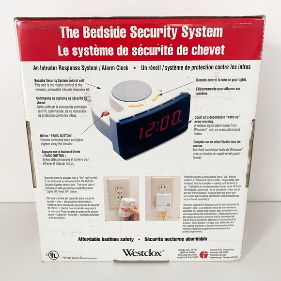 Vintage 1995 Westclox Bedside Security System Alarm Clock (New in Box) - Picture 5 of 5